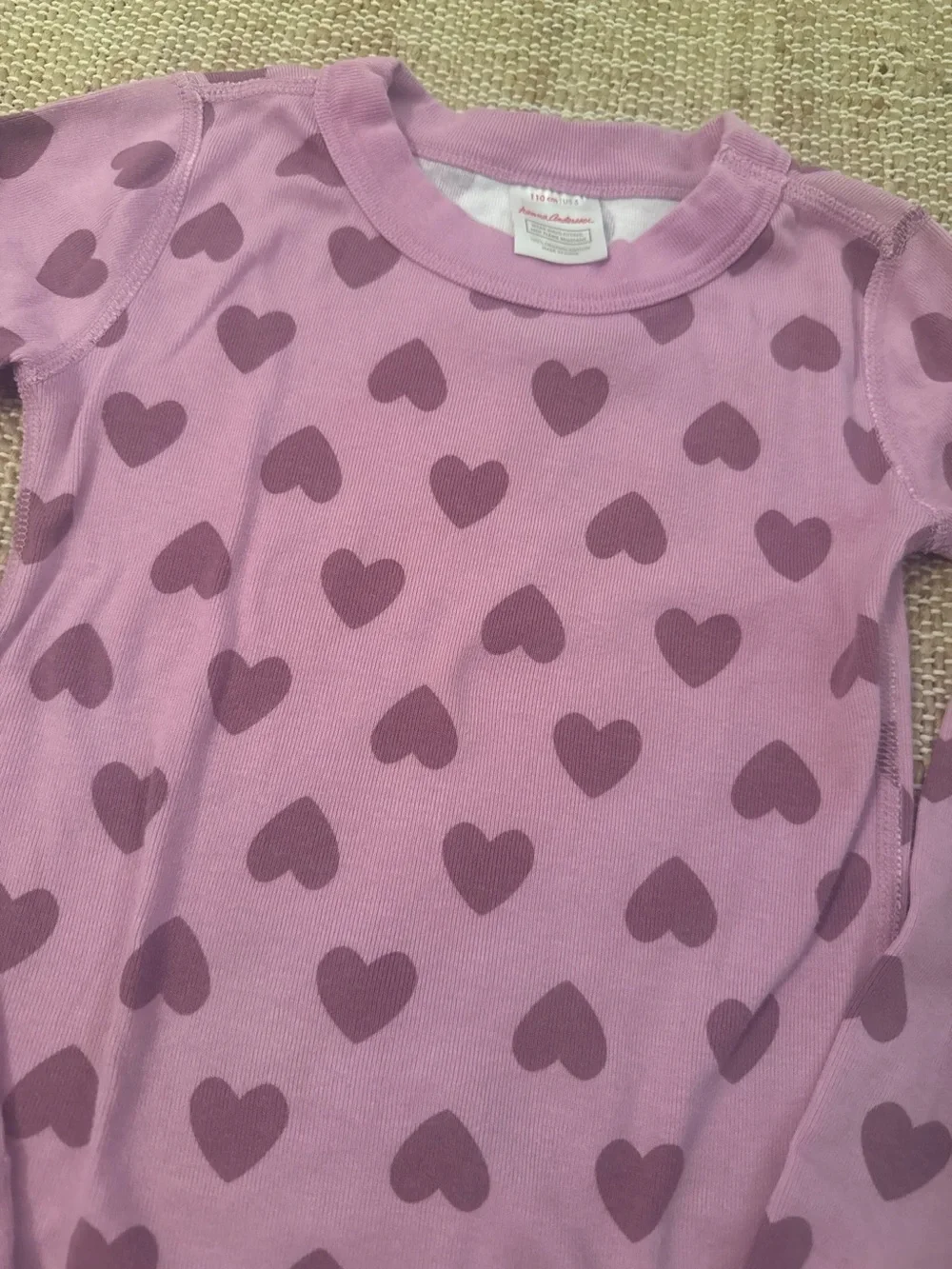 Hanna Andersson Print Long John Pajamas 5T Purple Hearts